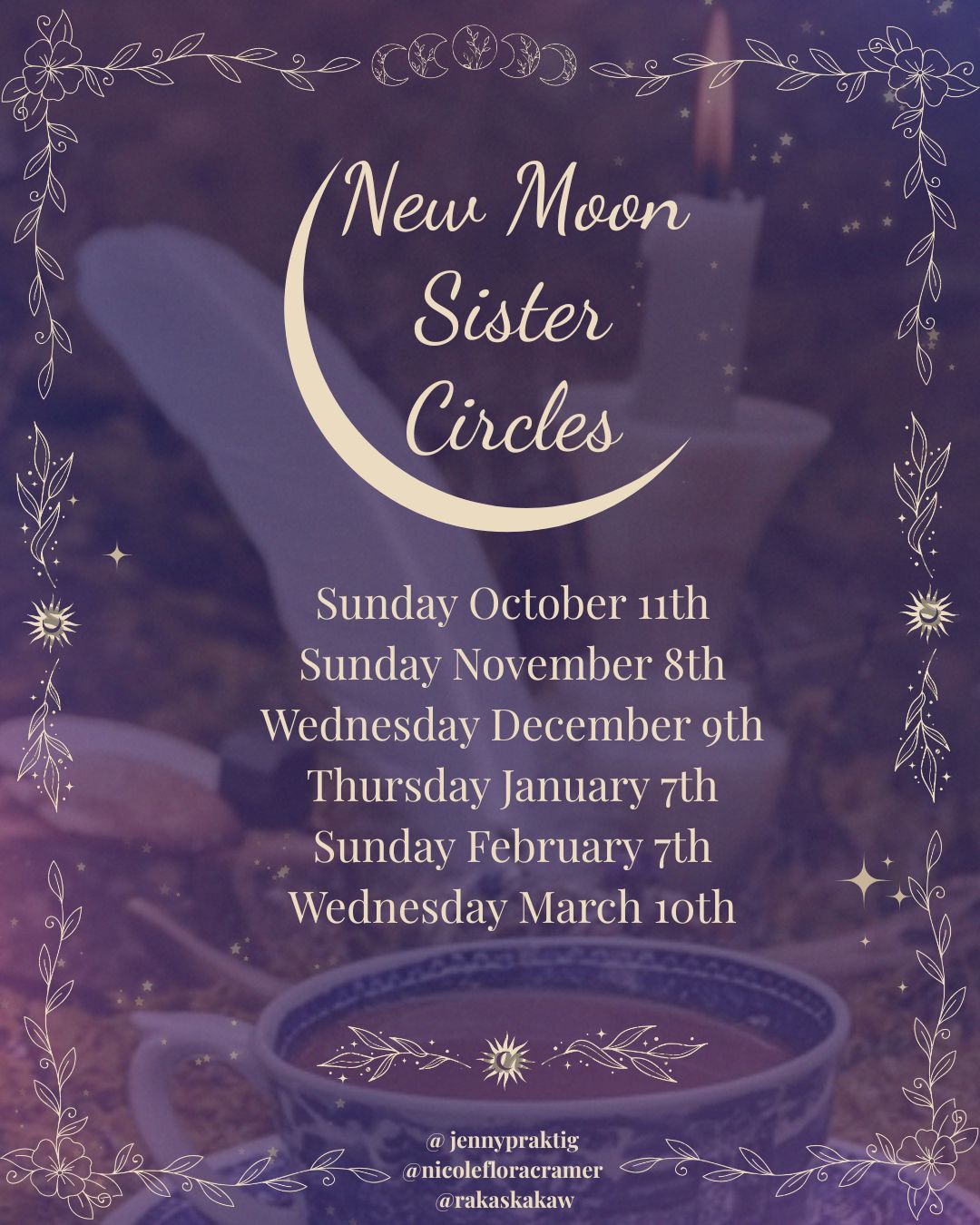 New Moon Sister Circles ~ Autumn 2026 & Winter 2027
